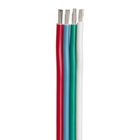 ANCOR Flat Ribbon Bonded RGB Cable 18/4 AWG - Red, Light Blue, Green & 160010